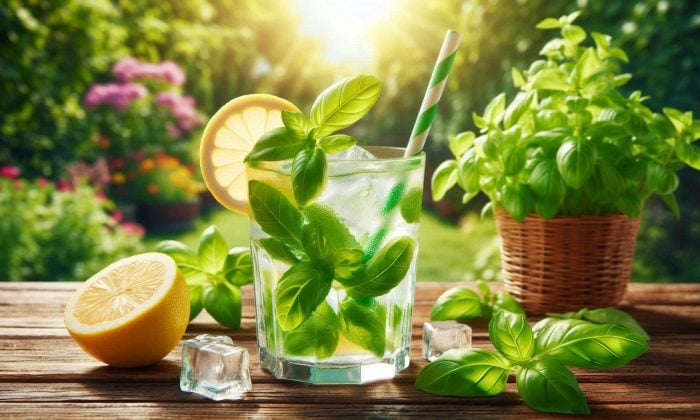 Bazalková limonáda s mátou